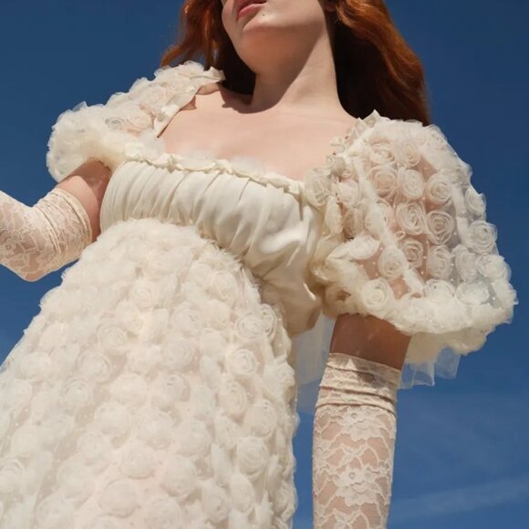 NEW FOR LOVE AND LEMONS JOSEY BRIDAL GOWN MAXI DRESS IN IVORY SIZE S - Picture 1 of 11